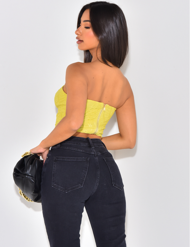 Crop-top effet bustier en relief