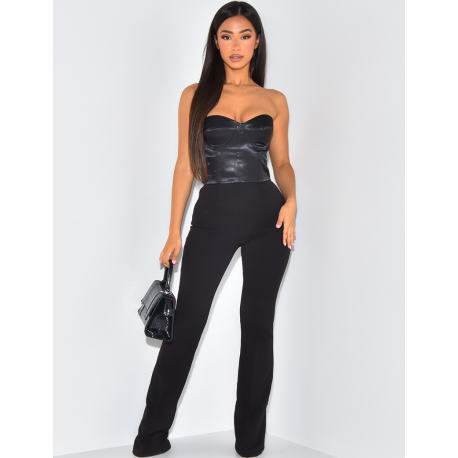 Crop-top effet bustier en satin Crop-top effet bustier en satin