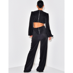 Combinaison ajourée plissée