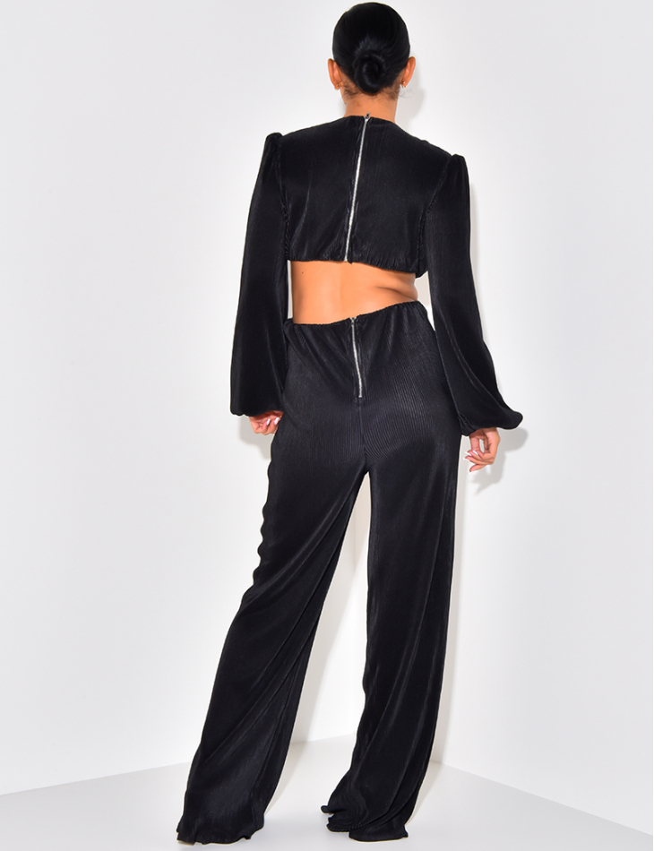 Combinaison ajourée plissée