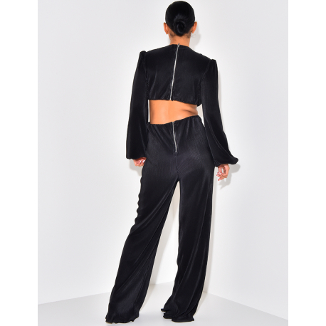 Combinaison ajourée plissée