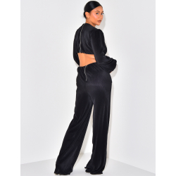 Combinaison ajourée plissée