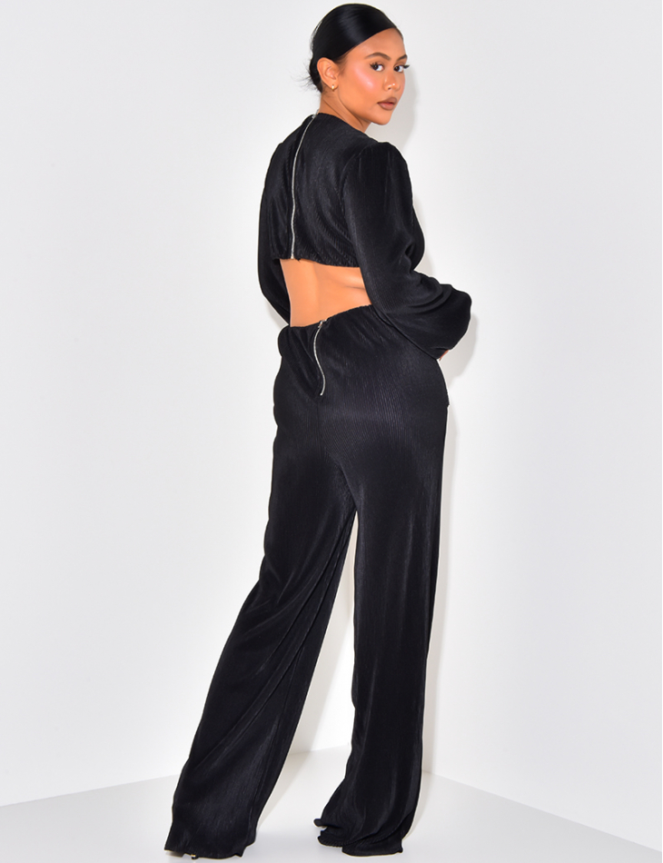 Combinaison ajourée plissée