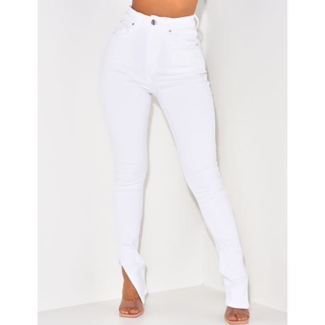 Jeans slim taille haute à fente