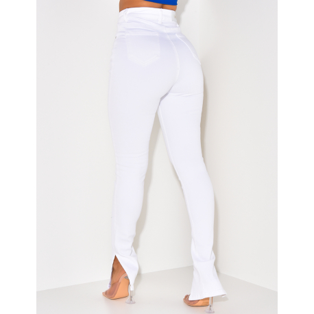 Jeans slim taille haute à fente