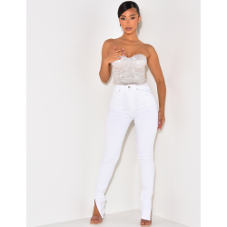 Jeans slim taille haute à fente