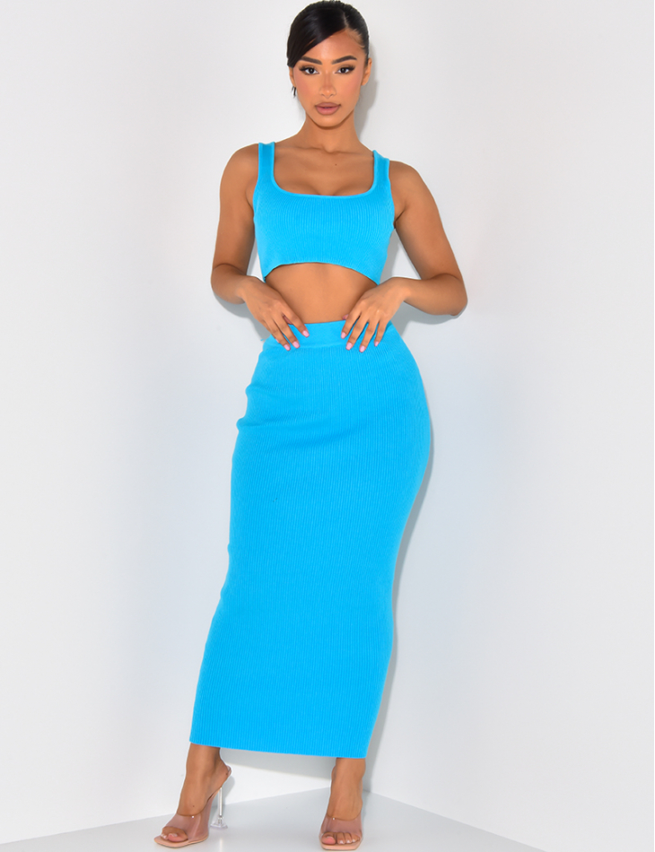 Ribbed Skirt and Crop Top Co-ord