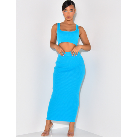 Ribbed Skirt and Crop Top Co-ord