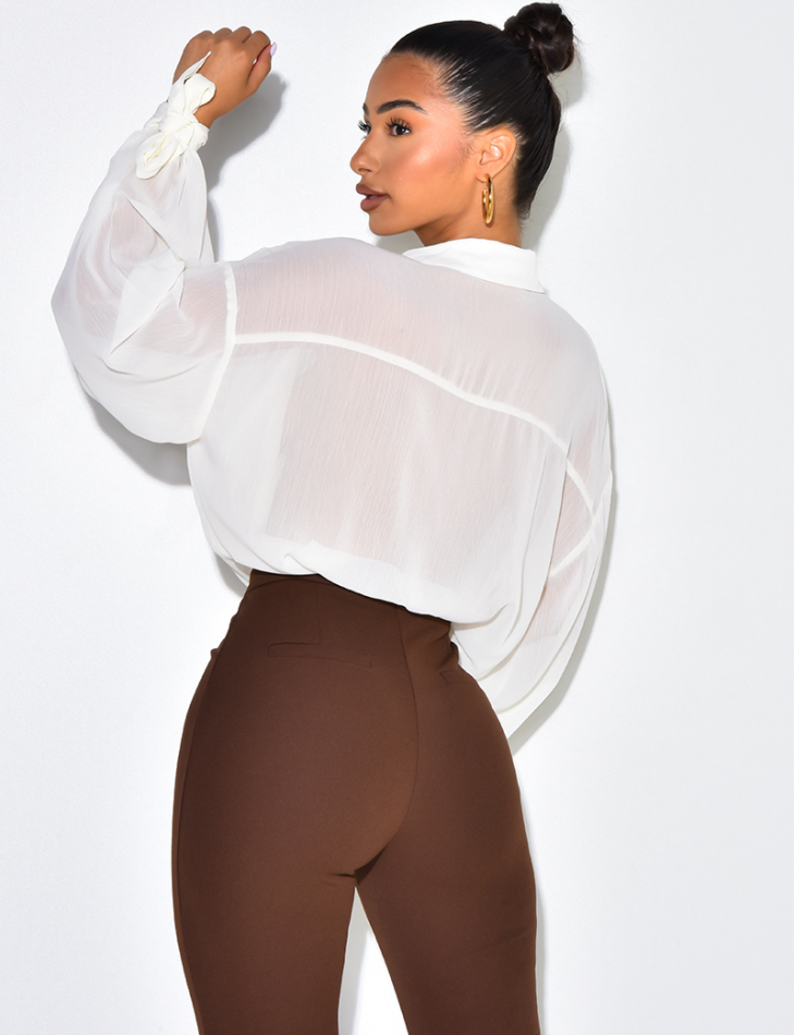 Chemise longue voile transparent femme deals