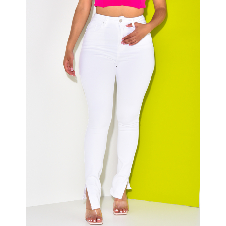 Jeans slim taille haute à fente