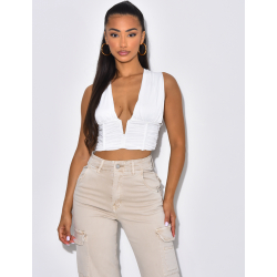 Crop-top froncé décolté Crop-top froncé décolté