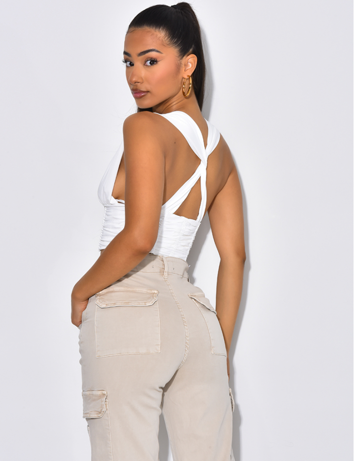 Crop-top froncé décolté Crop-top froncé décolté