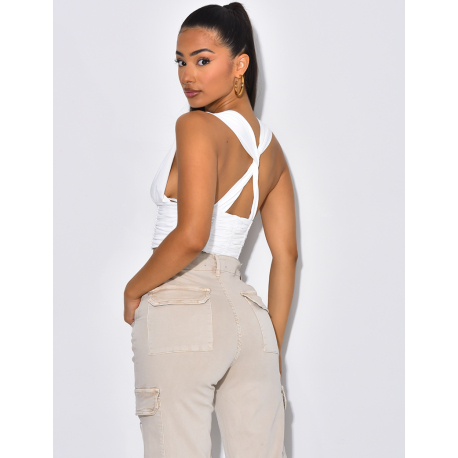 Crop-top froncé décolté Crop-top froncé décolté