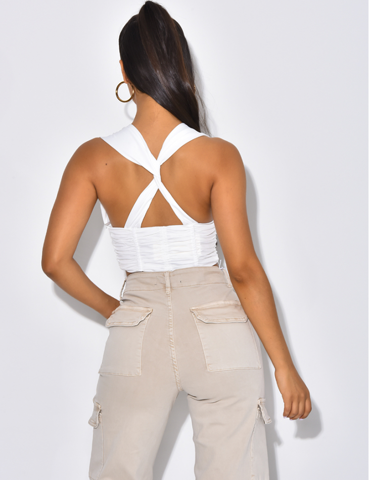 Crop-top froncé décolté Crop-top froncé décolté
