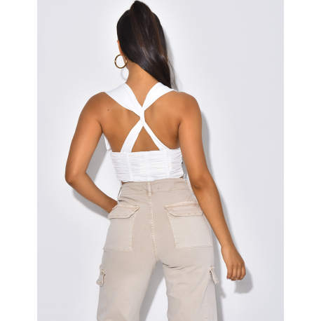 Crop-top froncé décolté Crop-top froncé décolté
