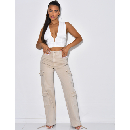 Crop-top froncé décolté Crop-top froncé décolté