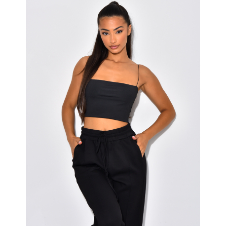 Crop-top bandeau à fines bretelles