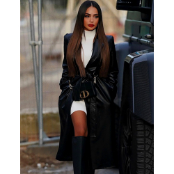 Langer Trenchcoat aus veganem Leder