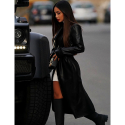 Langer Trenchcoat aus veganem Leder