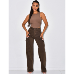 Jeans cargo coupe droite ultra stretchy