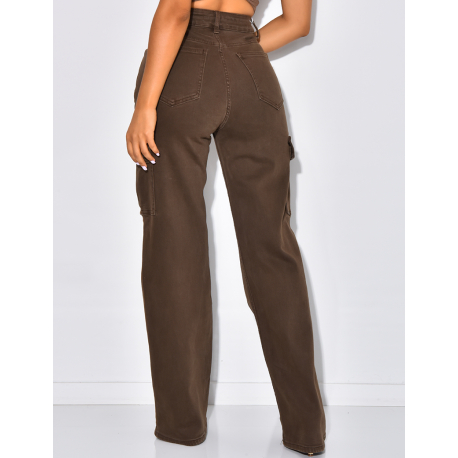 Jeans cargo coupe droite ultra stretchy