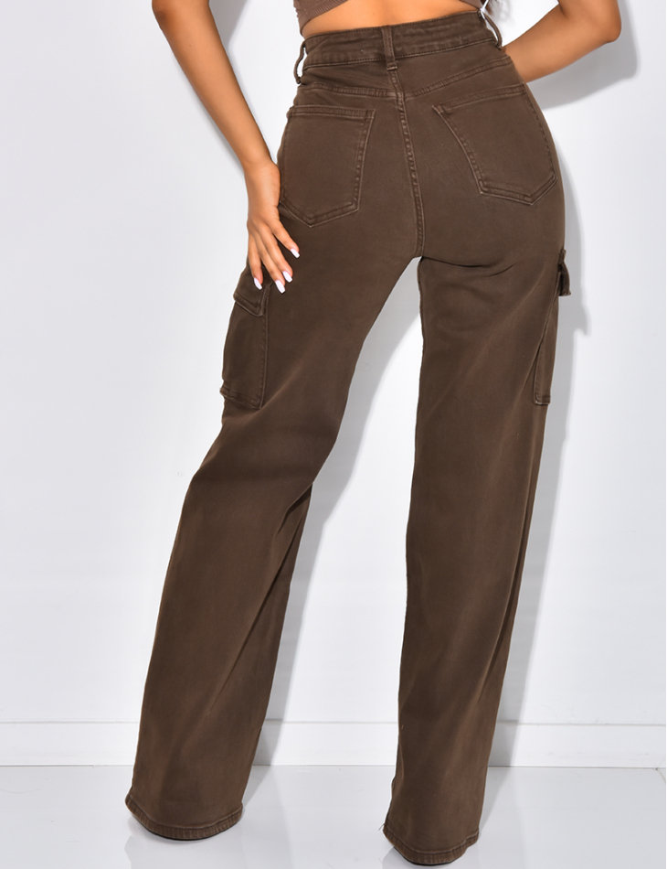 Jeans cargo coupe droite ultra stretchy