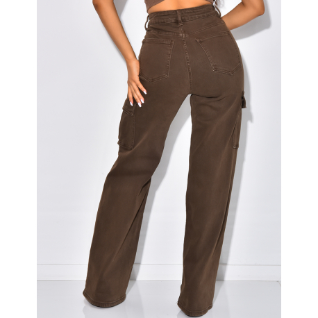 Jeans cargo coupe droite ultra stretchy