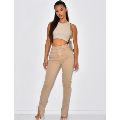 Jeans skinny stretchy à fentes aux chevilles