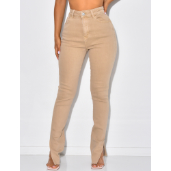 Jeans skinny stretchy à fentes aux chevilles