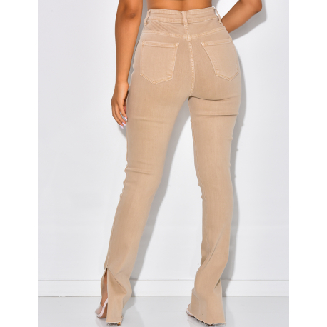 Jeans skinny stretchy à fentes aux chevilles