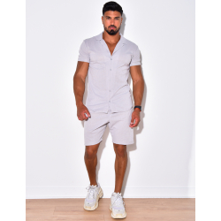 Ensemble chemise manches courtes et short côtelé Ensemble chemise manches courtes et short côtelé
