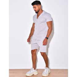 Ensemble chemise manches courtes et short côtelé Ensemble chemise manches courtes et short côtelé
