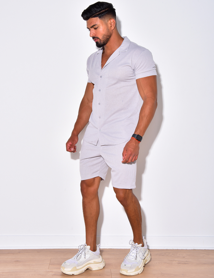 Ensemble chemise manches courtes et short côtelé Ensemble chemise manches courtes et short côtelé