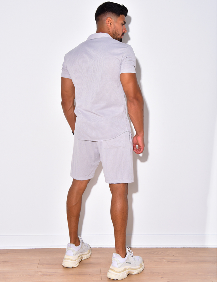 Ensemble chemise manches courtes et short côtelé Ensemble chemise manches courtes et short côtelé