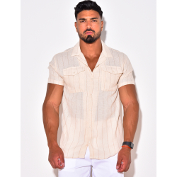 Chemise manches courtes à rayures et poche Chemise manches courtes à rayures et poche