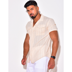 Chemise manches courtes à rayures et poche Chemise manches courtes à rayures et poche