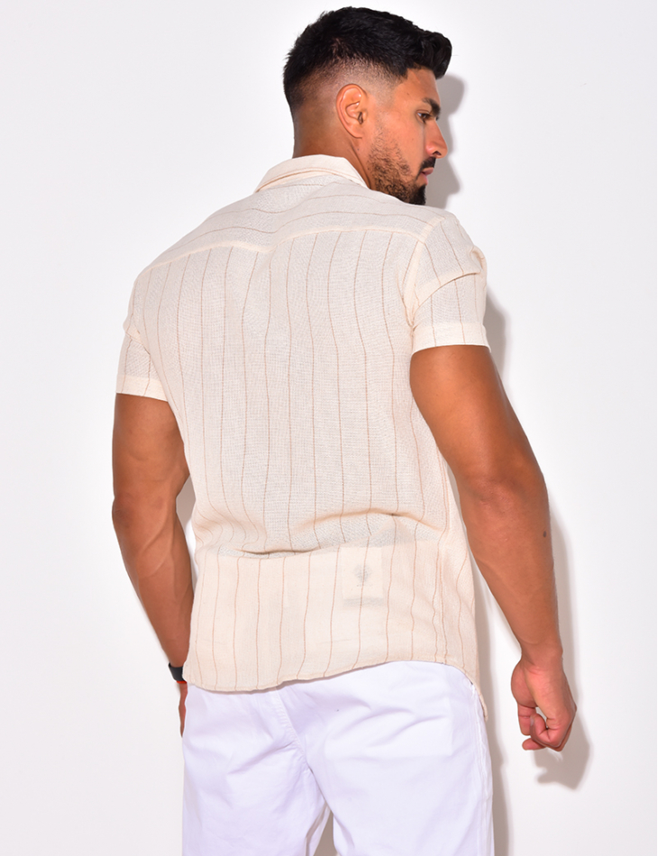 Chemise manches courtes à rayures et poche Chemise manches courtes à rayures et poche