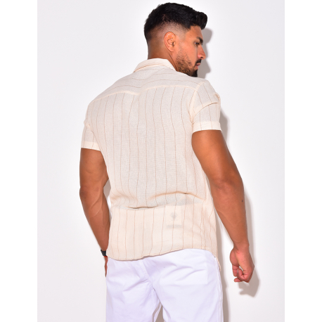 Chemise manches courtes à rayures et poche Chemise manches courtes à rayures et poche