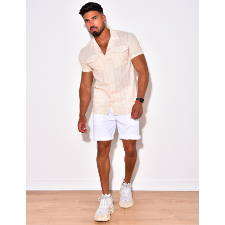 Chemise manches courtes à rayures et poche Chemise manches courtes à rayures et poche