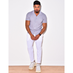 Chemise texturée manches courtes à poches Chemise texturée manches courtes à poches