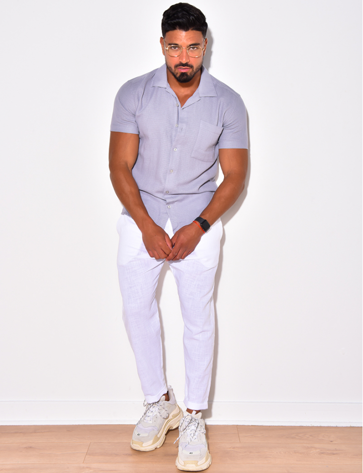 Chemise texturée manches courtes à poches Chemise texturée manches courtes à poches