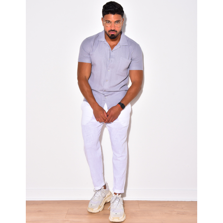 Chemise texturée manches courtes à poches Chemise texturée manches courtes à poches