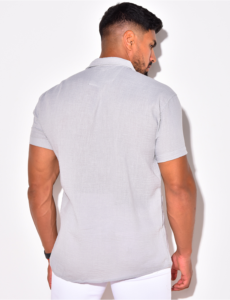 Chemise Simms Homme Gris L – Tencel Coton – Manches Courtes – Poches De Pêche – Occasion