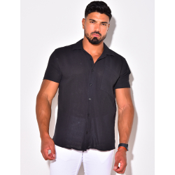 Chemise texturée manches courtes à poches Chemise texturée manches courtes à poches