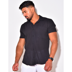 Chemise texturée manches courtes à poches Chemise texturée manches courtes à poches