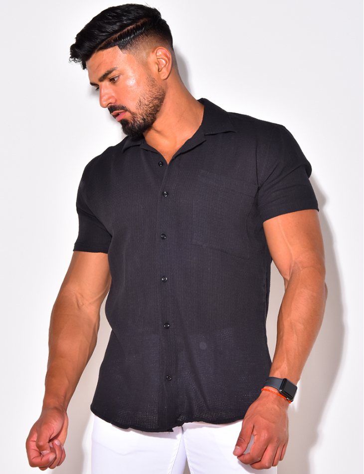 Chemise texturée manches courtes à poches Chemise texturée manches courtes à poches