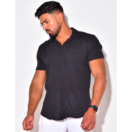 Chemise texturée manches courtes à poches Chemise texturée manches courtes à poches