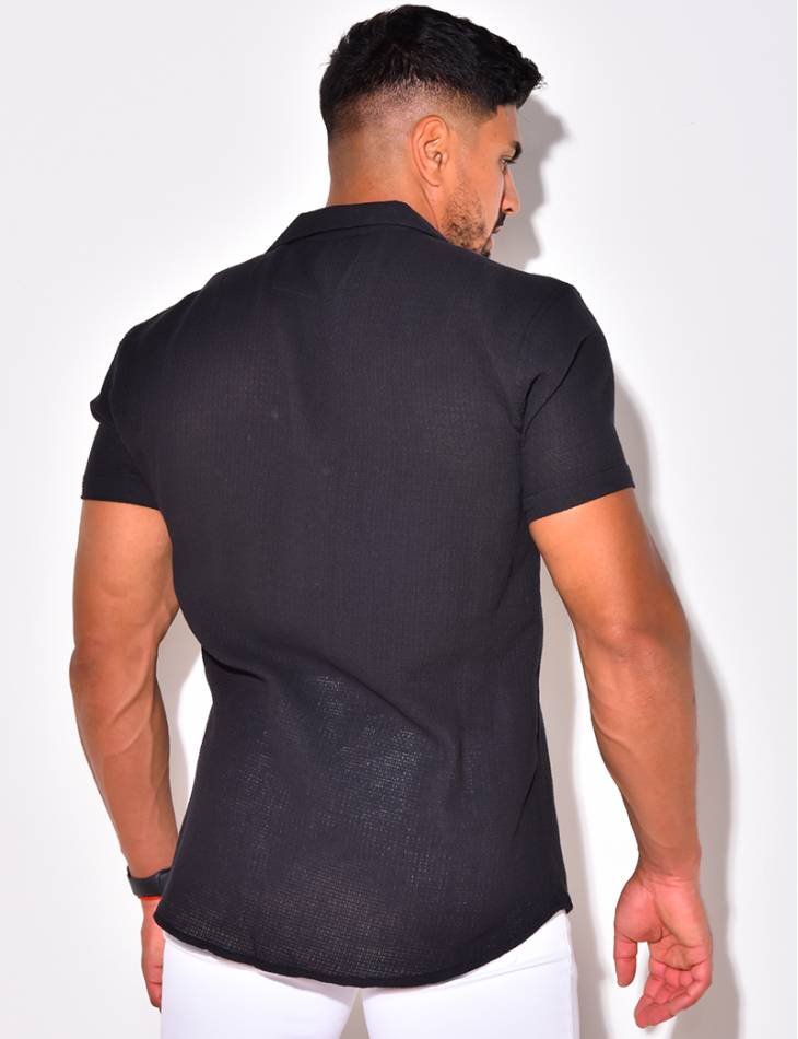Chemise texturée manches courtes à poches Chemise texturée manches courtes à poches