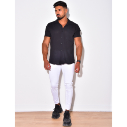 Chemise texturée manches courtes à poches Chemise texturée manches courtes à poches