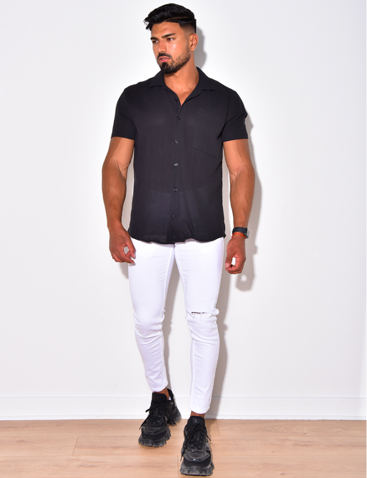Chemise texturée manches courtes à poches Chemise texturée manches courtes à poches